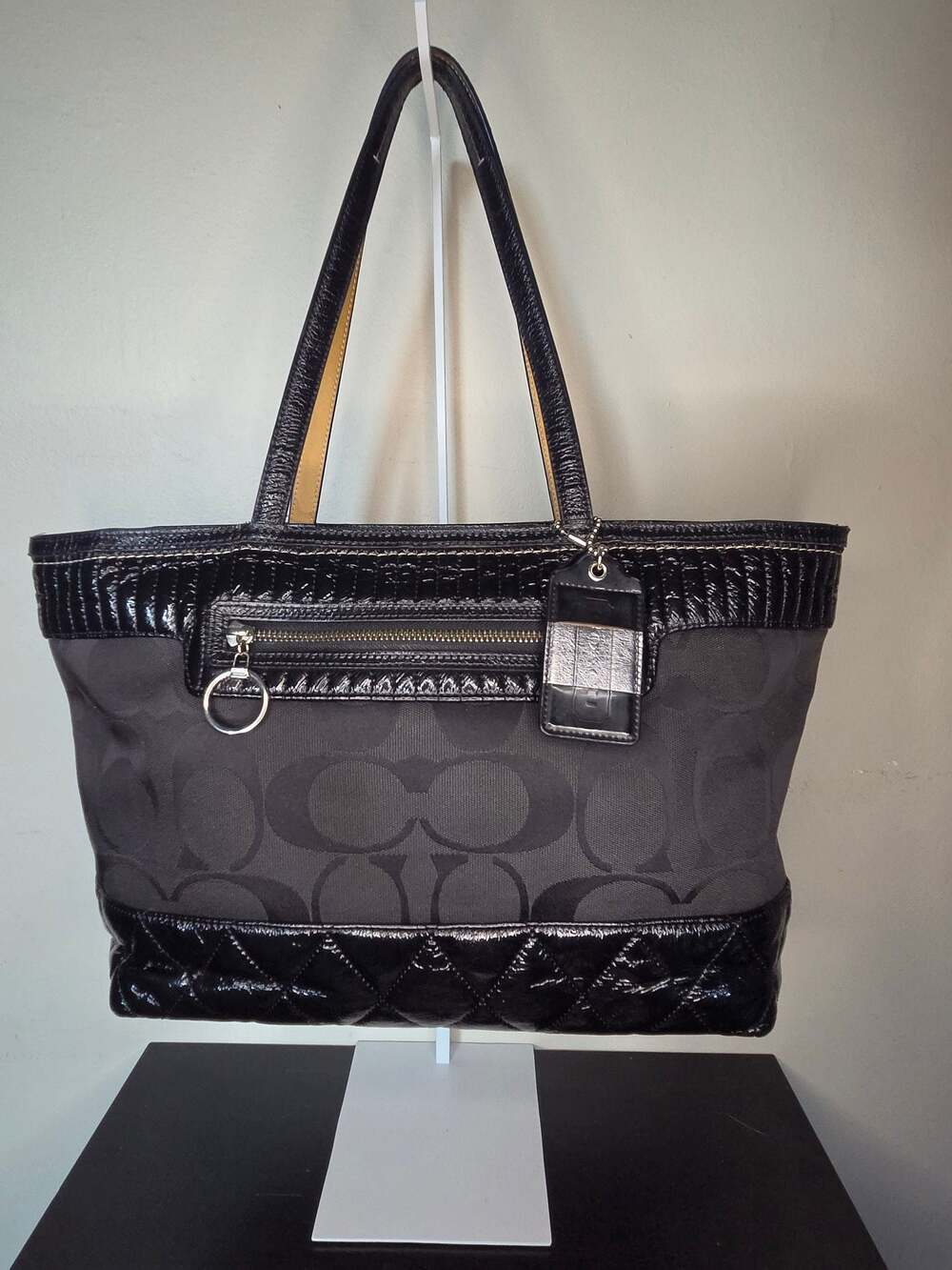 Coach Poppy Signature Quilted Black Tote Bag